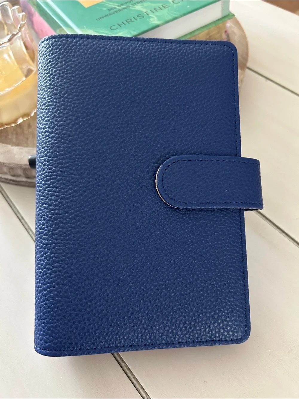 Pebbled Snap Closure A6 Binder- Royal Navy Blue